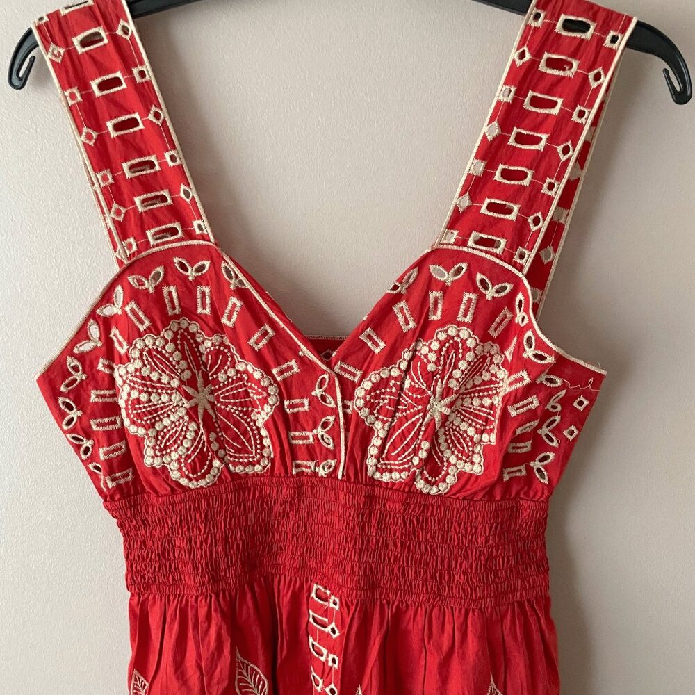 Rails Fawn Embroidered Cotton Midi-Dress in Terracota size S NWT - Picture 8 of 14